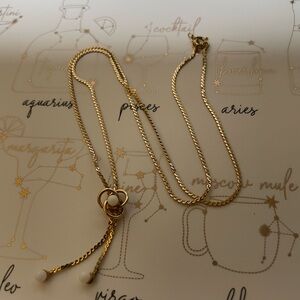 Vintage 12kt Gold Gf White Lariat Serpentine Choker Necklace With Knot Design